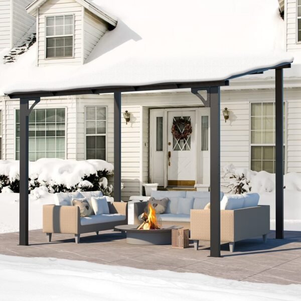8′ x 10′ Hardtop Gazebo Outdoor Aluminum Pergola For Garden, Patio, Backyard-Gray
