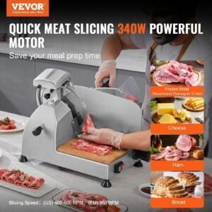 Meat Slicer, 340W Electric Deli Food Slicer with 10″ SUS420 Stainless Steel - Image 3